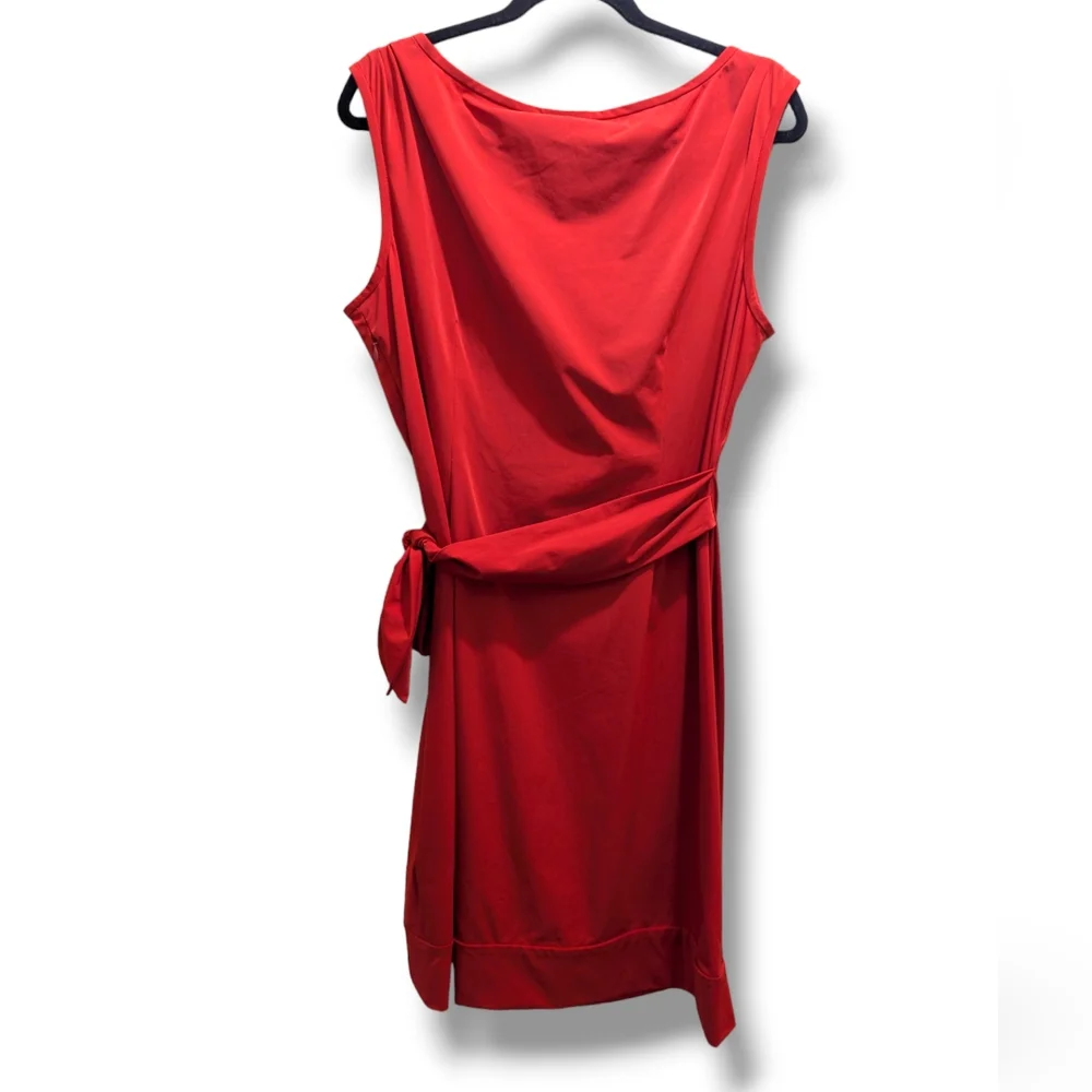 Diane von Furstenberg New Della Poplin Hot Pink Sheath Dress Wrap Tie Front- 14 - Picture 5 of 12